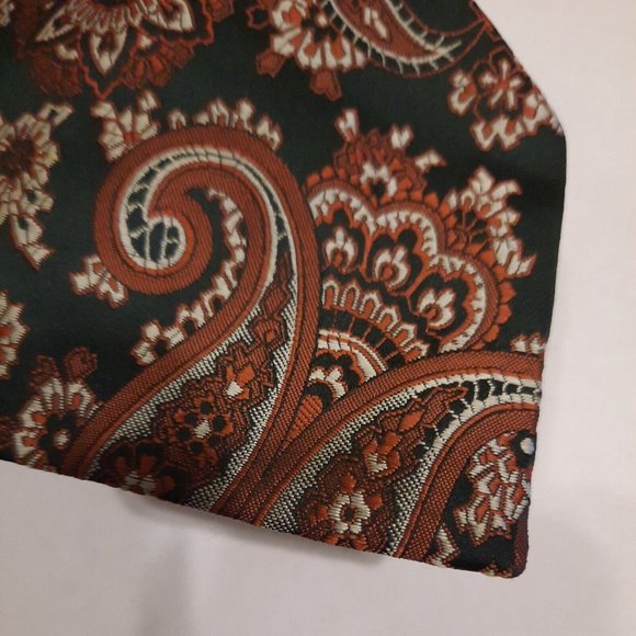 Paisley Embroidered Tie Green Classic Necktie Retro Boho Pointed Casual Formal - Picture 4 of 13